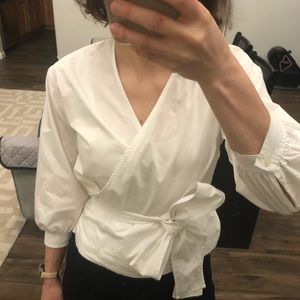 Everlane Poplin Wrap Top